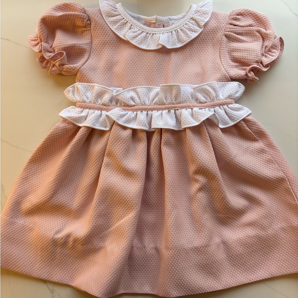 Adorable Peach Ruffled Kids Dress